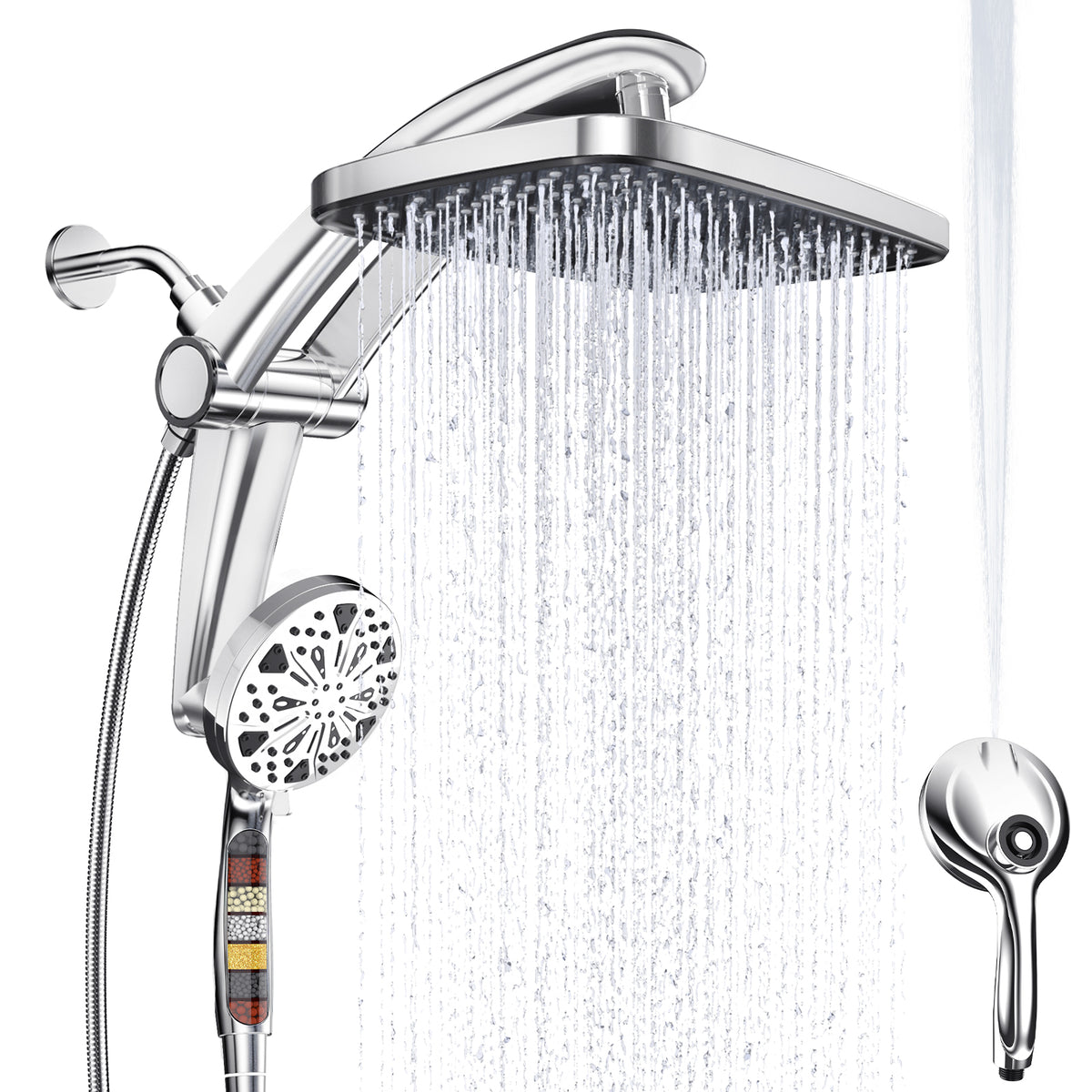 12-Inch High Pressure Rain Shower Head with Handheld Spray Combo