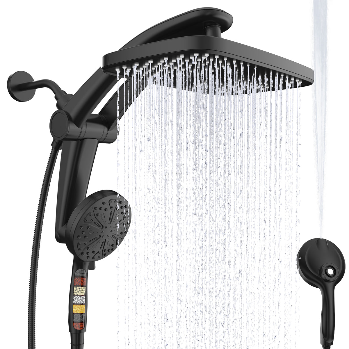 12-Inch High Pressure Rain Shower Head with Handheld Spray Combo - Matte Black