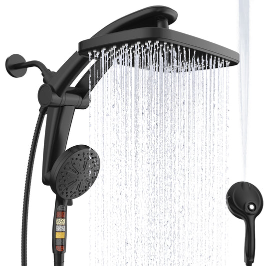 12-Inch High Pressure Rain Shower Head with Handheld Spray Combo - Matte Black