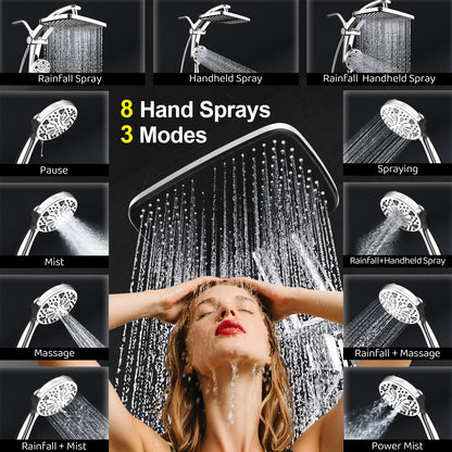 12-Inch High Pressure Rain Shower Head with Handheld Spray Combo