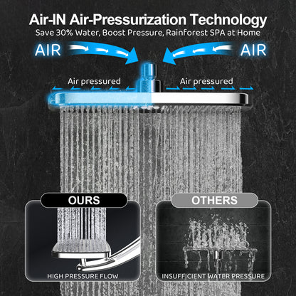 12-Inch High Pressure Rain Shower Head with Handheld Spray Combo