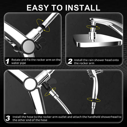 12-Inch High Pressure Rain Shower Head with Handheld Spray Combo