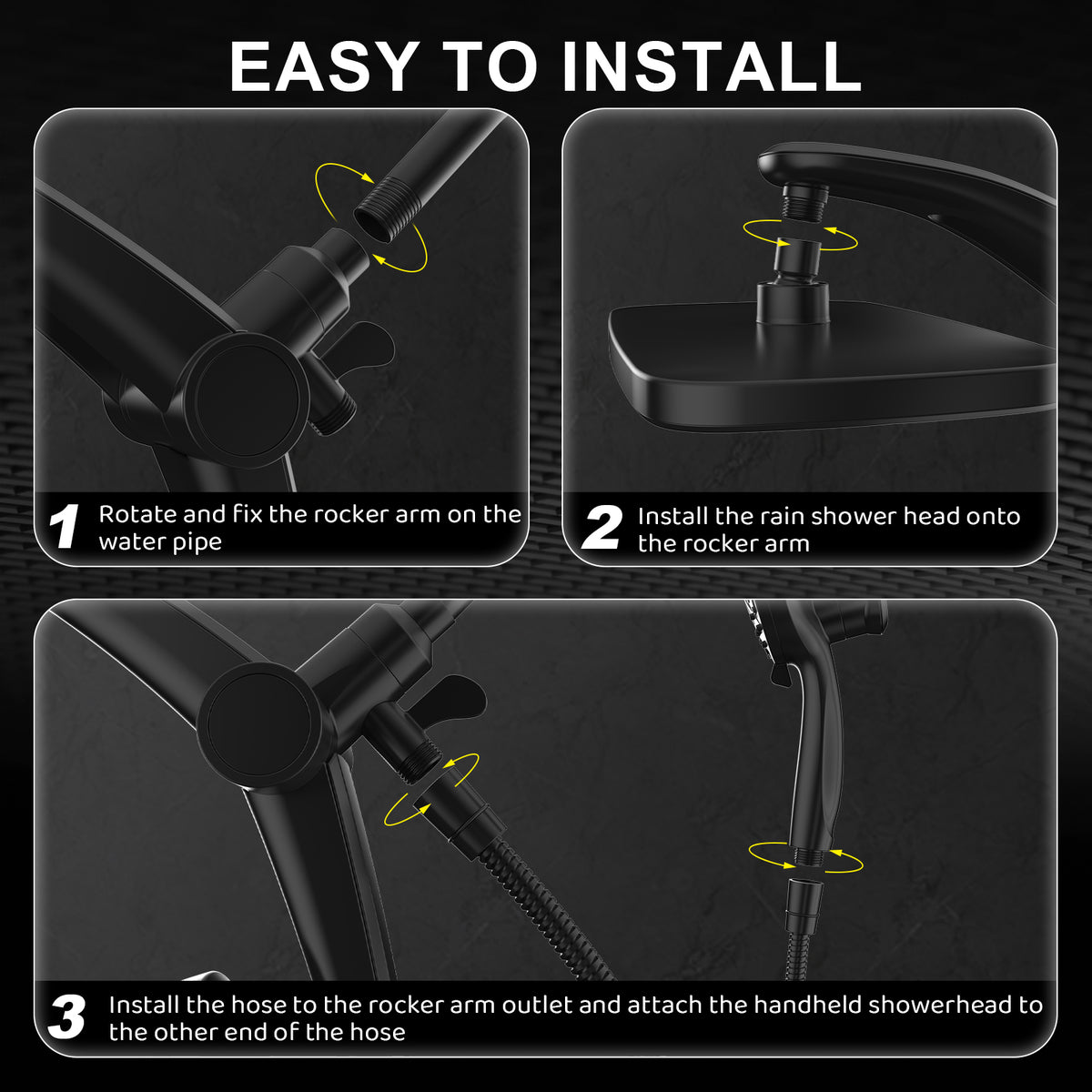 12-Inch High Pressure Rain Shower Head with Handheld Spray Combo - Matte Black